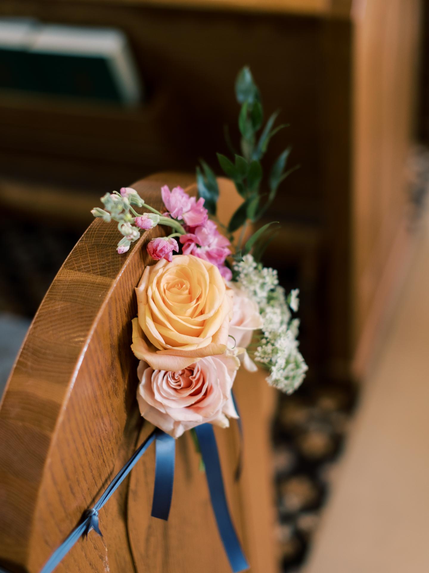Church Bench Flowers